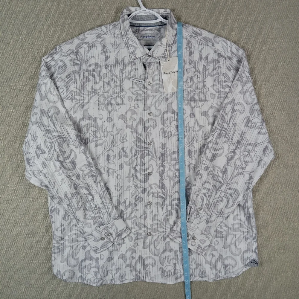 Tommy Bahama Lazlo Shirt Gray Mens XL Lux Slate Fronds Long Sleeve Button Down